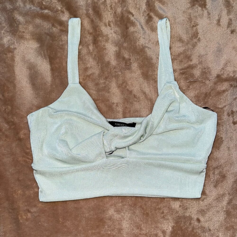 Forever 21 Metallic Knotted Cropped Top - Size Small